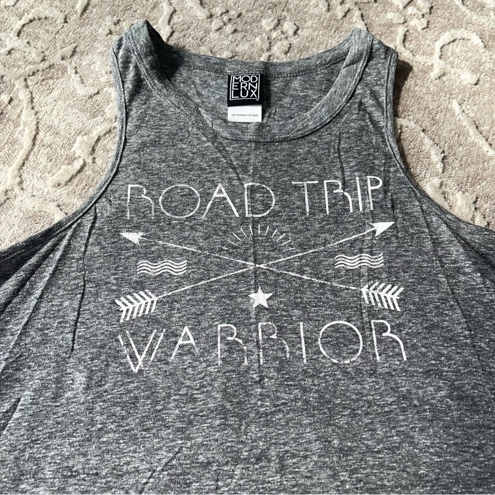 Modern Lux Charcoal Gray Road Trip Warrior Women’s Tank Medium
